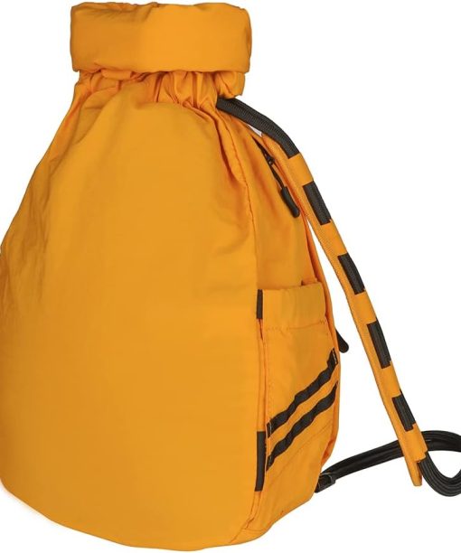 Water-Resistant Drawstring Bag - Expandable 30L with Anti-Theft Zipper Pockets - Ideal Small Cinch Backpack for Men, Women, and Kids - Perfect Gym, Beach, School, and Travel Bag (Orange)