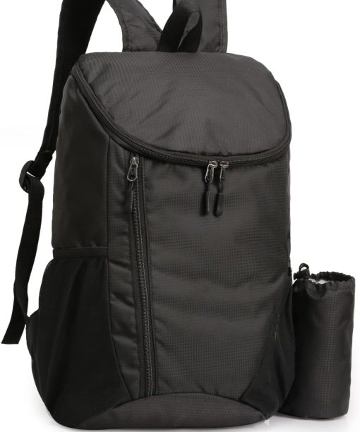 Hiking Backpack, Waterproof and Wear-resistant Lightweight Backpack Packable,Outdoor Travel Camping Daypack Foldable-BLACK