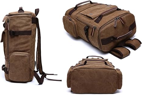 Vintage Canvas Backpack Casual Travel Rucksack 15.6inch Laptop Daypacks Hiking Camping Backpack