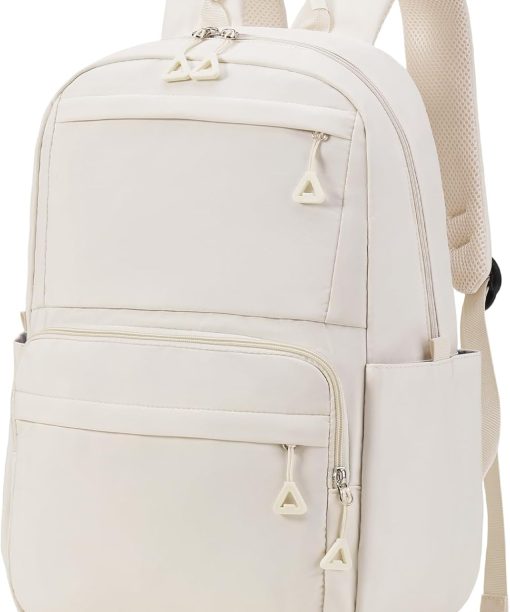 Travel Laptop Backpack for Men & Women, Everyday Backpack Luggage Bag 15.6 Inch Laptop for Work Travel Shopping Theme Park (Beige)