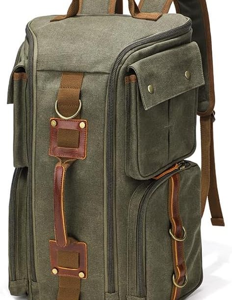 Vintage Canvas Travel Backpack, Casual Daypack for 16" Laptop Tote Satchel College Rucksack Hiking Outdoor Sports Bag