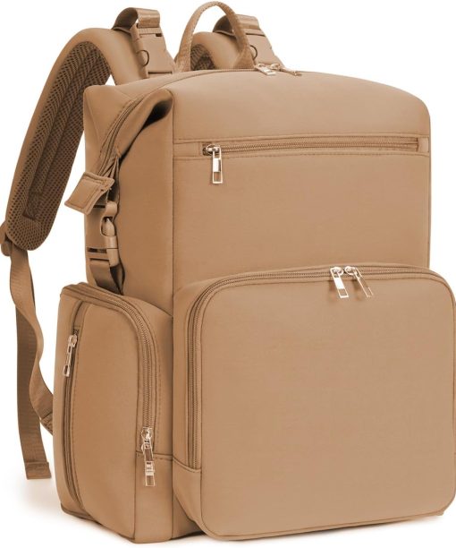 Diaper Bag Backpack Waterproof Baby Changing Bags for Mom and Dad with Changing Pad Large Travel Maternity Tote with Insulated Pockets and Organised Compartments (Oat)