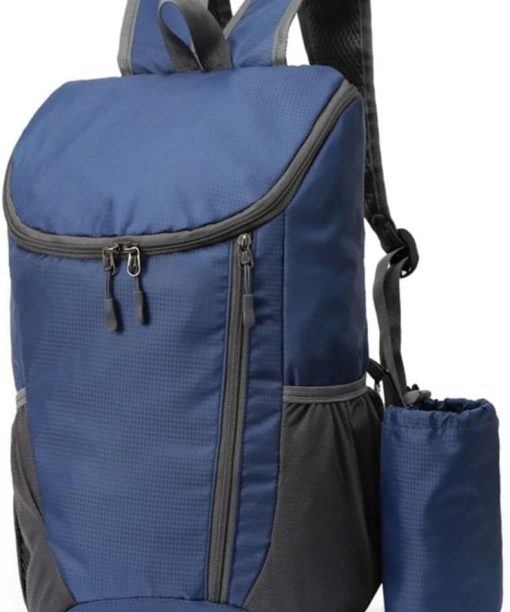 Portable Foldable Backpack Folding Mountaineering Bag, Ultralight Outdoor Cycling Rucksack, Travel Hiking Knapsack(Dark Blue)