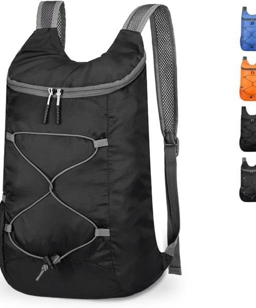 Lightweight Foldable Hiking Backpack, Ultralight Waterproof Travel & Gym Bag for Women Men (Black&Gray)