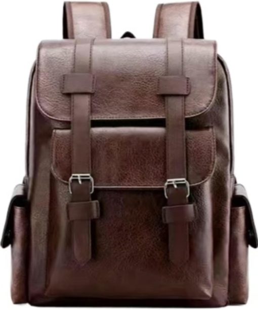 Business Unisex PU Leather Backpack, Lightweight Travel Commuting School Bag