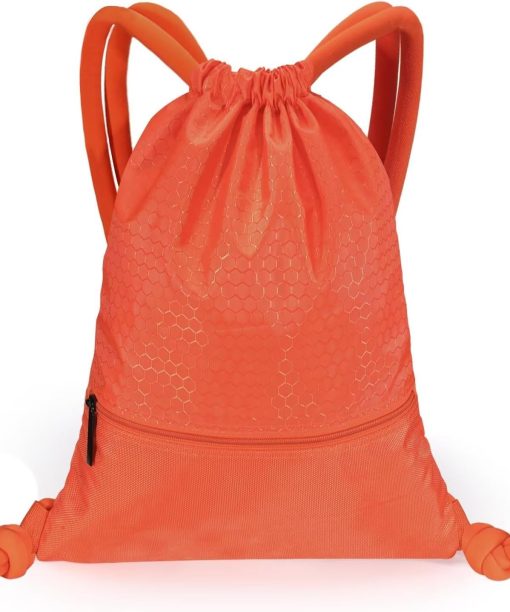 Drawstring Backpack Bag for Sports Lightweight Foldable Gym Bag with Sturdy Draw Cord Shoulder Strap Hiking Travel Camping