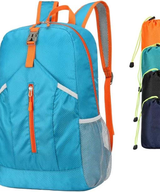 25L Hiking-Backpack Foldable-Sports Daypack-Camping Collapsible Day Bag Water Resistant Lightweight Travel Men Women (Blue)