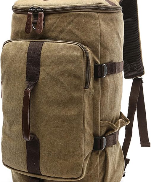 Large Backpack for Men, Travel Backpack, Carry On, Canvas Big Bag, Work Backpack (Khaki)