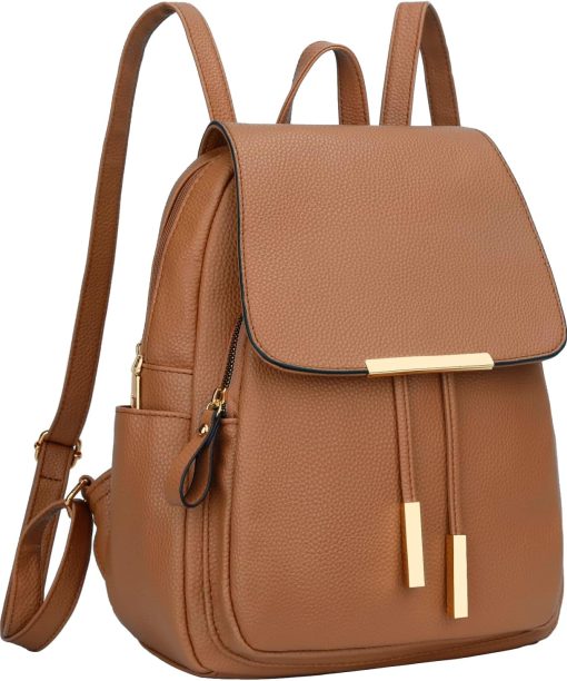 Trendy PU Leather Backpack Purse for Women and Ladies Shoulder Travel Daypacks Bags (A-Brown)