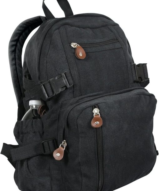 Vintage Canvas Compact Backpack – Rugged Everyday Carry Travel Storage Bag, Black