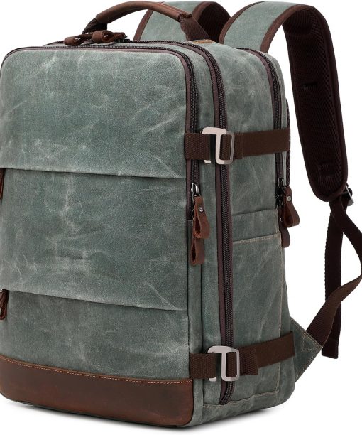 Travel Backpack for Men Carry On Backpack Flight Approved Personal Item Backpack, 17 Inch Laptop Backpack Casual Daypack Weekender Business Hiking Backpack, Dark Green