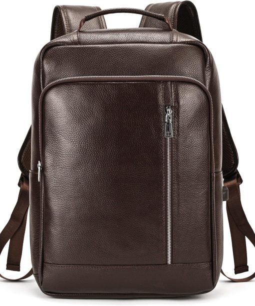 Genuine Leather Men's Backpack, Casual Daily Business Travel Outdoor Shoulder Bag